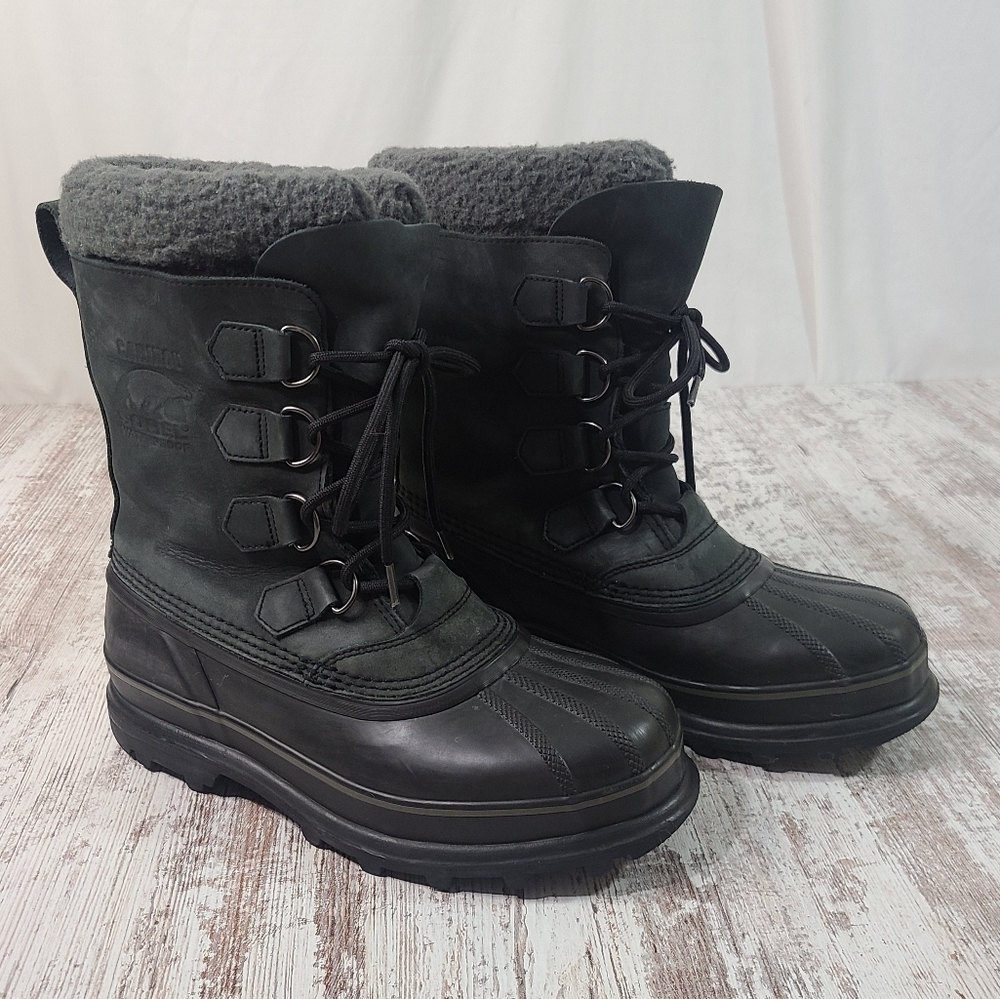 Men's Sorel Waterproof boots removable inner sherpa lined Size 9 black/gray